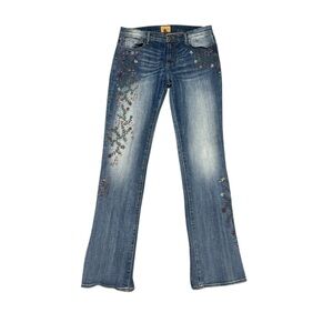 Driftwood Kelly Boot Cut Floral Embroidered Bohemian Denim Blue Jean Size 30